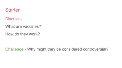 Vaccinations & Immunisation PSHE Lesson / Tutor Time