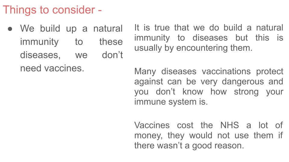 Vaccinations & Immunisation PSHE Lesson / Tutor Time