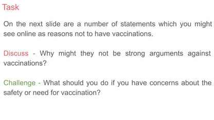 Vaccinations & Immunisation PSHE Lesson / Tutor Time