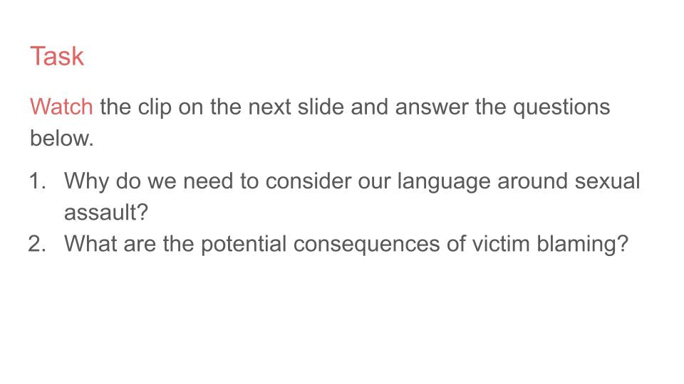 Victim Blaming PSHE Lesson / Tutor Time