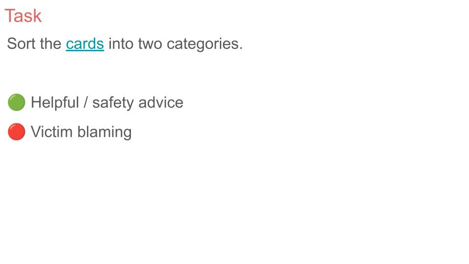 Victim Blaming PSHE Lesson / Tutor Time