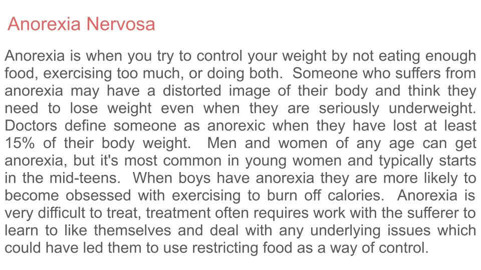 Eating Disorders PSHE Lesson