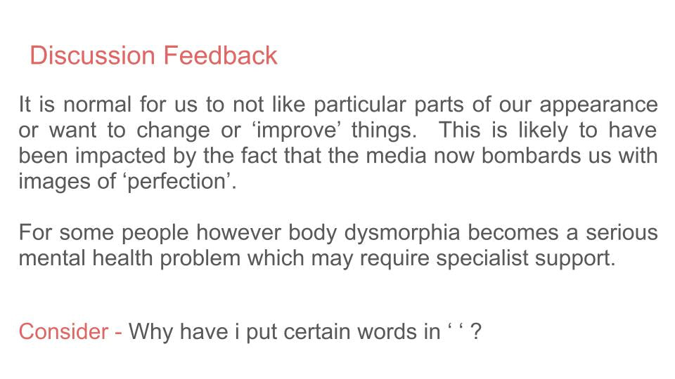 Eating Disorders PSHE Lesson