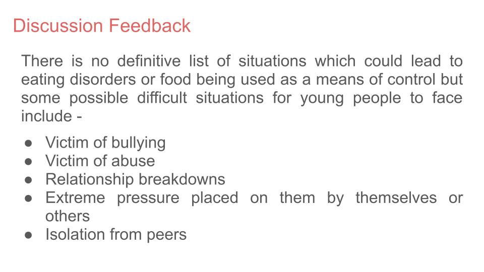 Eating Disorders PSHE Lesson