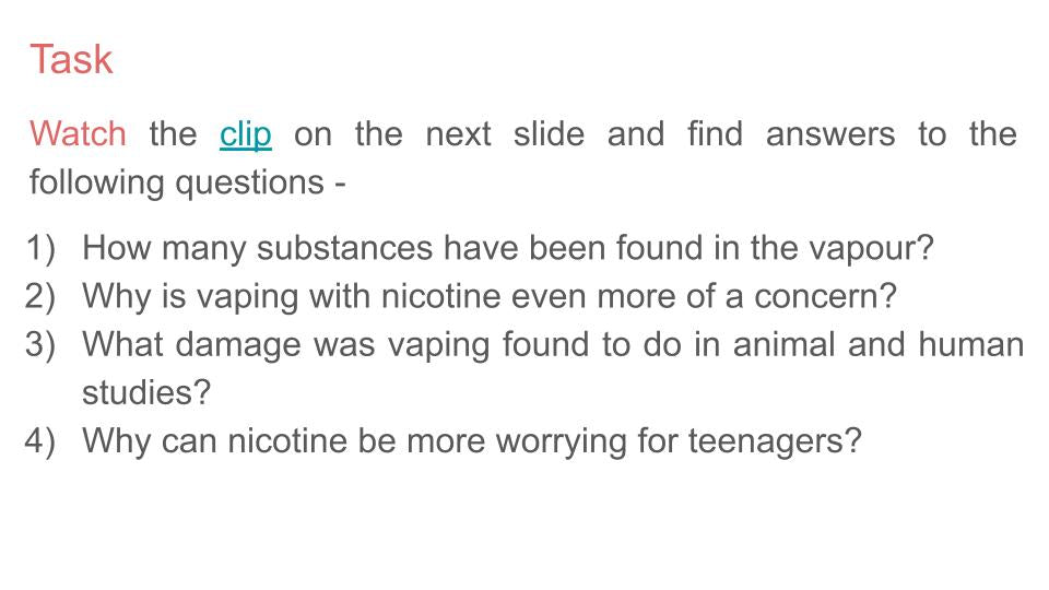 Vaping PSHE Lesson, Tutor Time or Display