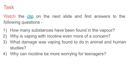 Vaping PSHE Lesson, Tutor Time or Display