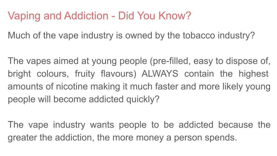 Vaping PSHE Lesson, Tutor Time or Display