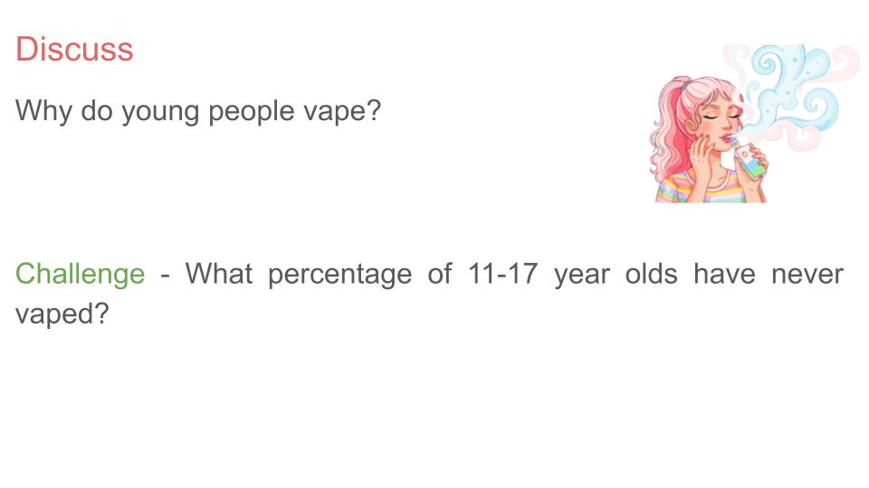 Vaping PSHE Lesson, Tutor Time or Display