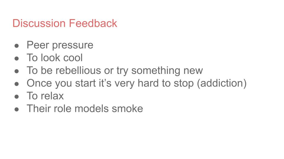 Smoking PSHE Tutor Time Resource