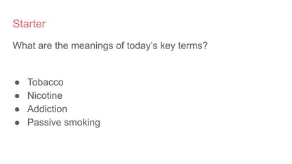 Smoking PSHE Tutor Time Resource