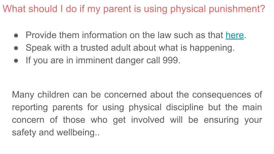Physical punishment / corporal punishment / smacking tutor time / assembly PSHE resource. what to do