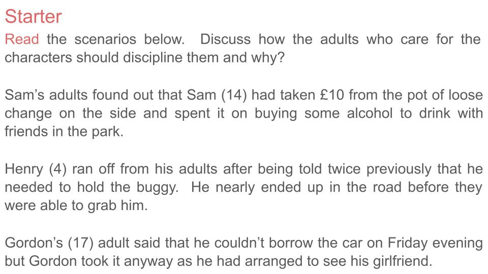 Physical punishment / corporal punishment / smacking tutor time / assembly PSHE resource. Starter