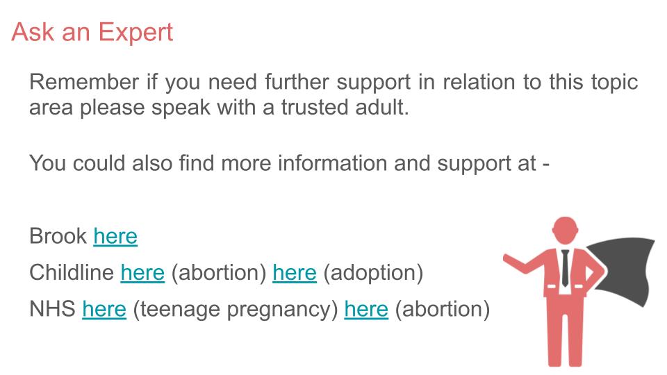Pregnancy choices 202 rshe guidance pshe lesson tutor time workbook resource abortion adoption support