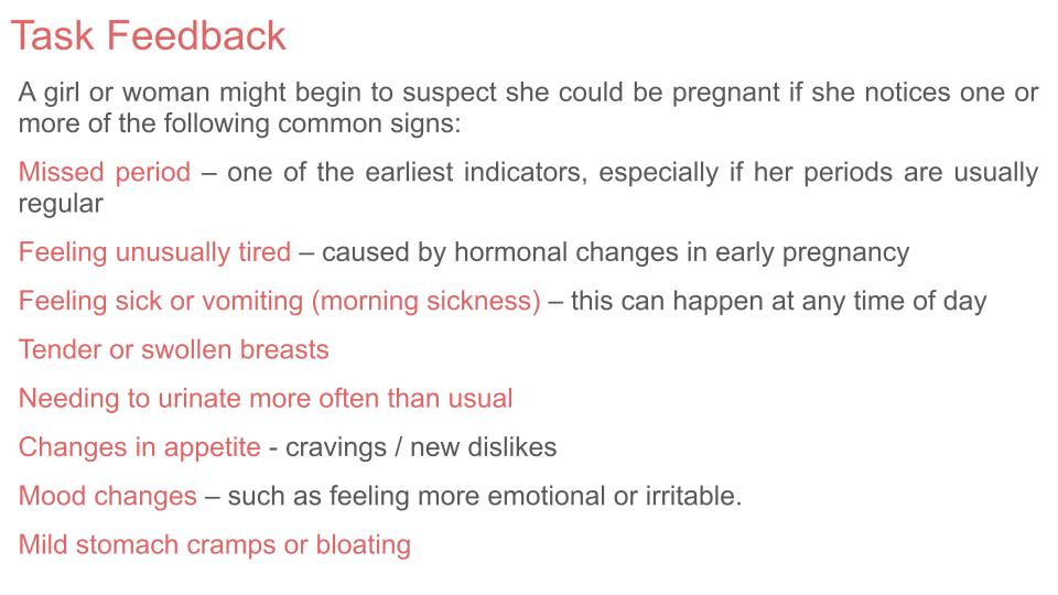 Pregnancy choices 202 rshe guidance pshe lesson tutor time workbook resource abortion adoption symptoms