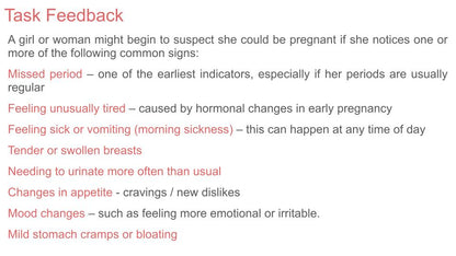 Pregnancy choices 202 rshe guidance pshe lesson tutor time workbook resource abortion adoption symptoms