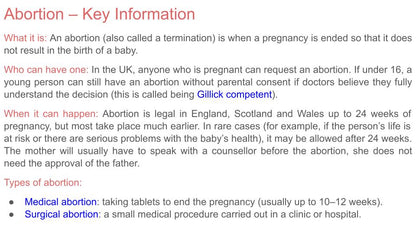 Pregnancy choices 202 rshe guidance pshe lesson tutor time workbook resource abortion