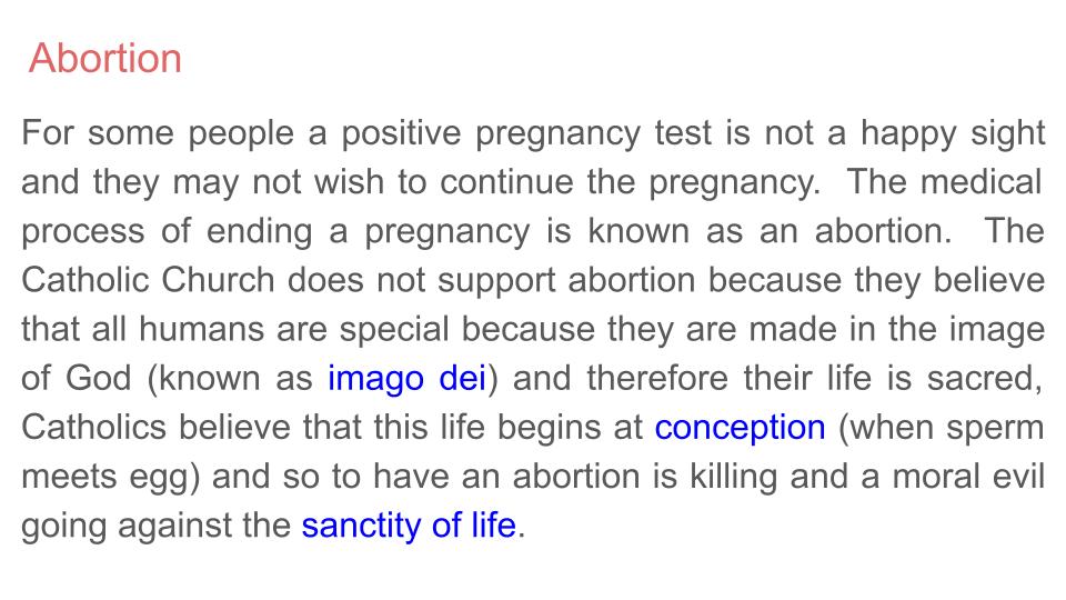 Pregnancy & Abortion - Catholic