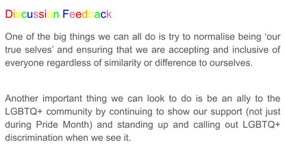 Pride Month Tutor Time - Being Ourselves and an ally