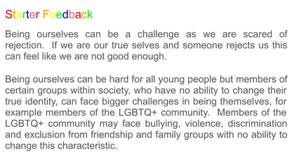 Pride Month Tutor Time - Being Ourselves and an ally