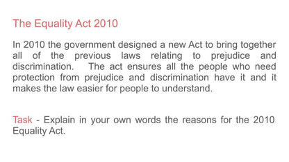 Protected Characteristics PSHE lesson tutor time resource  Equality Act 2010