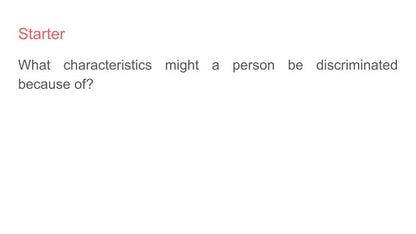 Protected Characteristics PSHE lesson tutor time resource starter