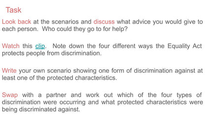 Protected Characteristics PSHE lesson tutor time resource  task