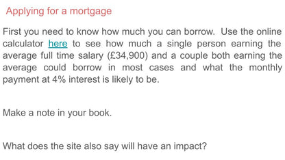 mortgage pshe lesson ks4 ks5 free house