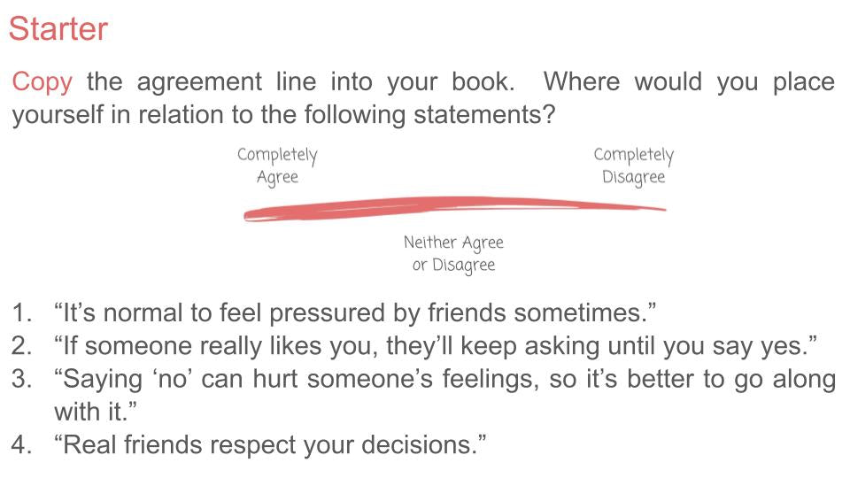 resisting pressure pshe rshe 2026 lesson tutor time resource peer pressure starter