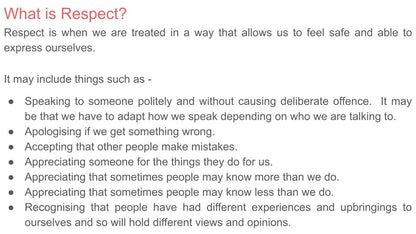 Respectful Relationships Lesson or Tutorial