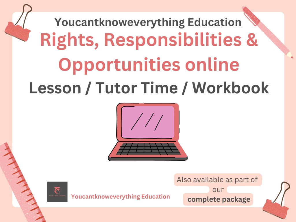 online rights responsibilities safety PSHE PSHE lesson tutor time workbook 2026 guidance