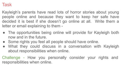 online rights responsibilities safety PSHE PSHE lesson tutor time workbook 2026 guidance