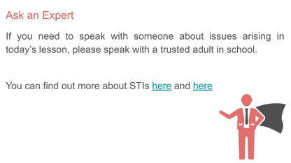 Sexually Transmitted Infection STI PSHE lesson for KS3 from Youcantknoweverything Education.Support slide.