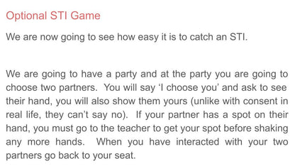 Sexually Transmitted Infection STI PSHE lesson for KS3 from Youcantknoweverything Education. STI game slide.