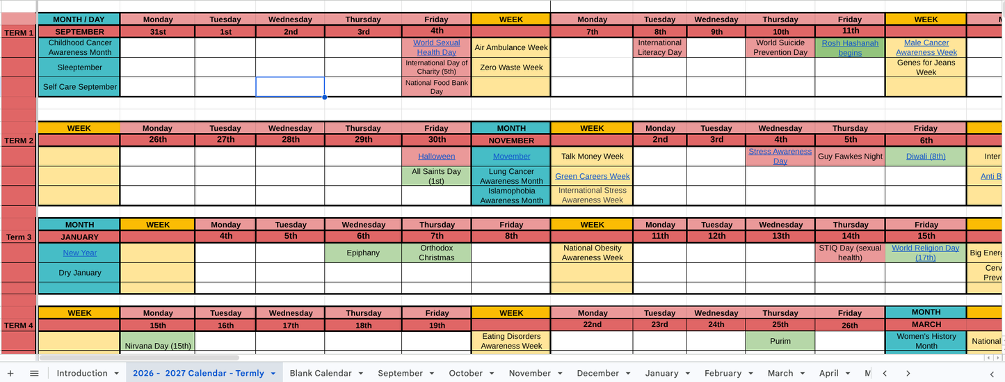 Awareness and Important Days Calendar 2026 - 2027