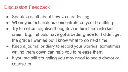 Anxiety & Self Esteem Lesson