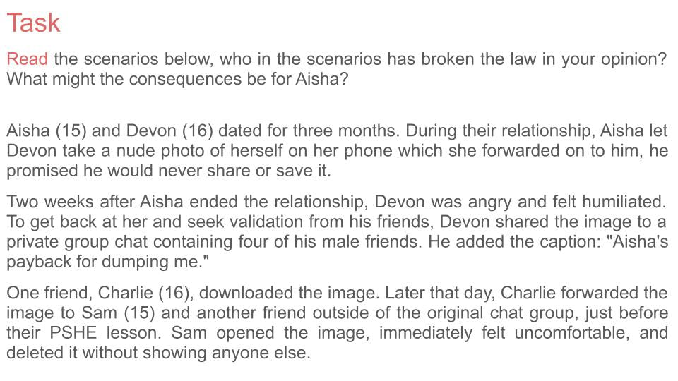 Sharing explicit materials sexting RSHE PSHE online safety lesson tutor time resource.