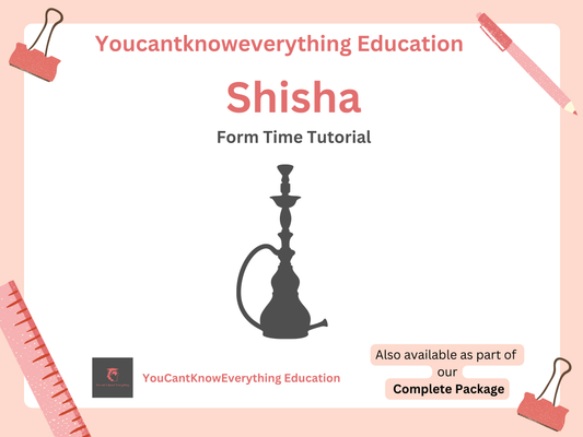 PSHE Shisha form time tutorial with educational branding on a light pink background