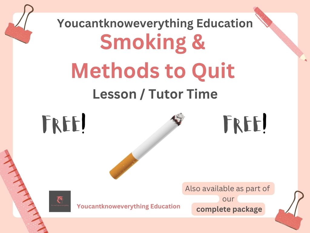 Smoking and methods to quit PSHE resource for the new 2026 RSHE government guidance in lesson or tutor time format which is ideal for KS3 or KS4.