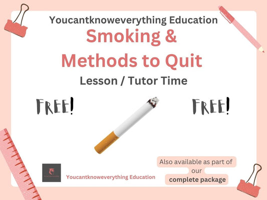 Smoking and methods to quit PSHE resource for the new 2026 RSHE government guidance in lesson or tutor time format which is ideal for KS3 or KS4.