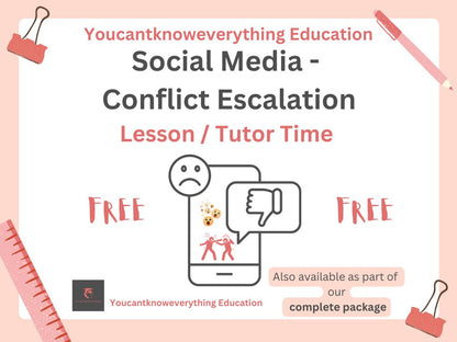 Social media conflict escalation pshe lesson tutor time 2026 free