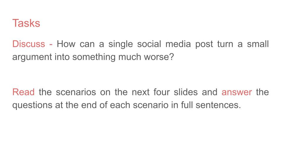 Social media conflict escalation pshe lesson tutor time 2026 free