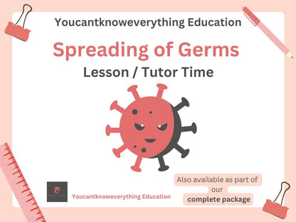 PSHE lesson on spreading germs for secondary schools ks3 and ks4 resource use in tutor time or full health lessons very affordable
