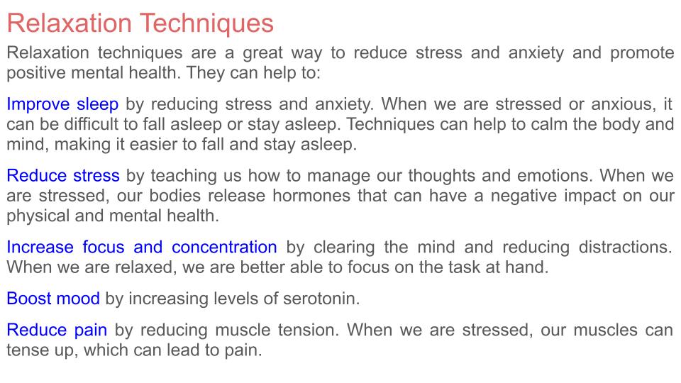 mental health pshe lesson ks3 ks4 relaxation techniques positive strategies