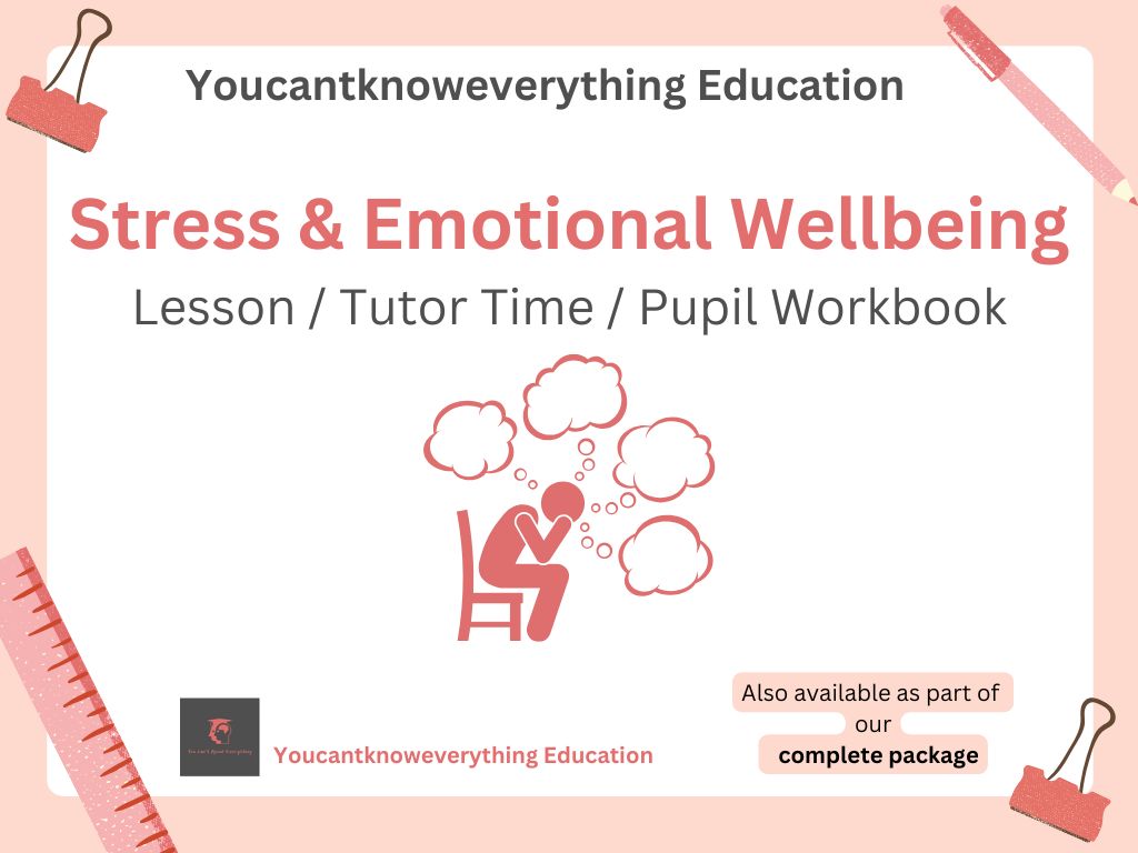 Stress and emotional wellbeing PSHE mental health lesson 2026 tutor time workbook 