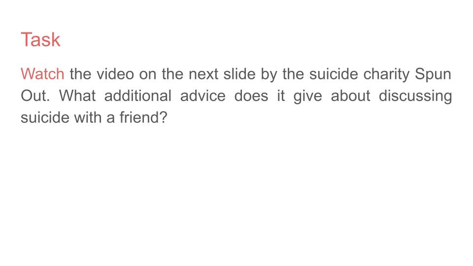 Suicide prevention free PSHE lesson workbook resource 2026 RSHE Guidance Mental health video task