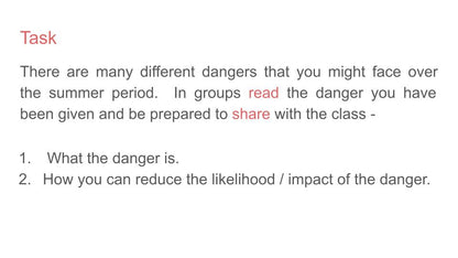 summer dangers hazards lesson pshe ks3