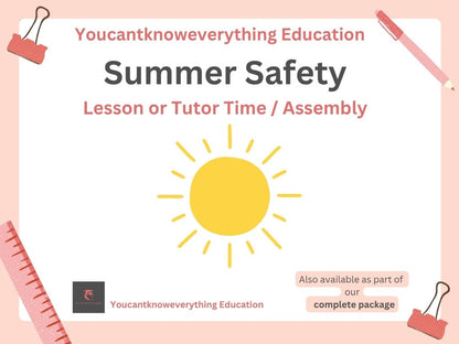 summer afety PSHE lesson tutor time resource KS3 KS4 resource