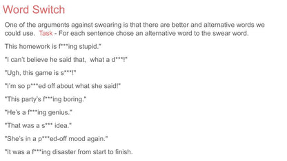 Swearing PSHE / Behaviour Lesson