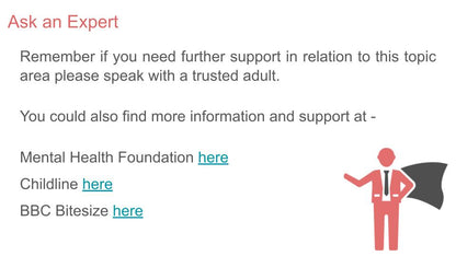 Talking about emotions mental health pshe lesson tutor time workbook resource. further support