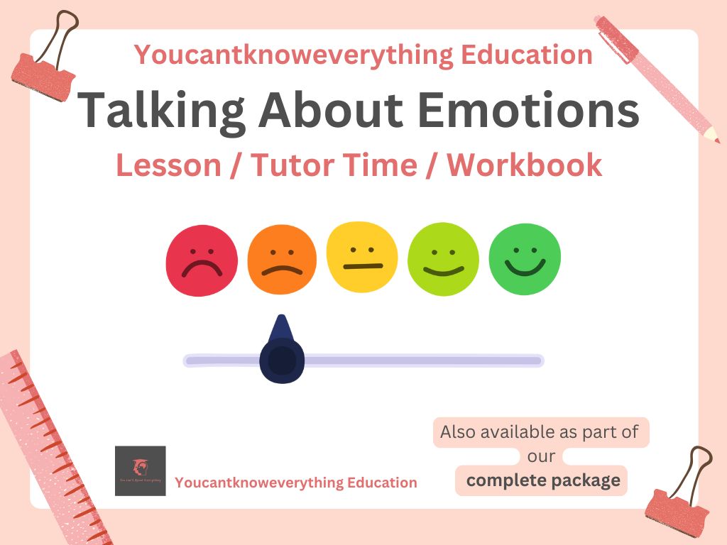 Talking about emotions mental health pshe lesson tutor time workbook resource.